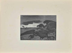 Waiting Hyenas – Holzschnitt von Georges Berger – Anfang des 20. Jahrhunderts