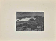 Waiting Hyenas – Holzschnittdruck von Georges Berger – Anfang des 20. Jahrhunderts