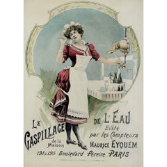 1895 Manifesto pubblicitario originale di Georges Blott - Produttore di contatori d'acqua