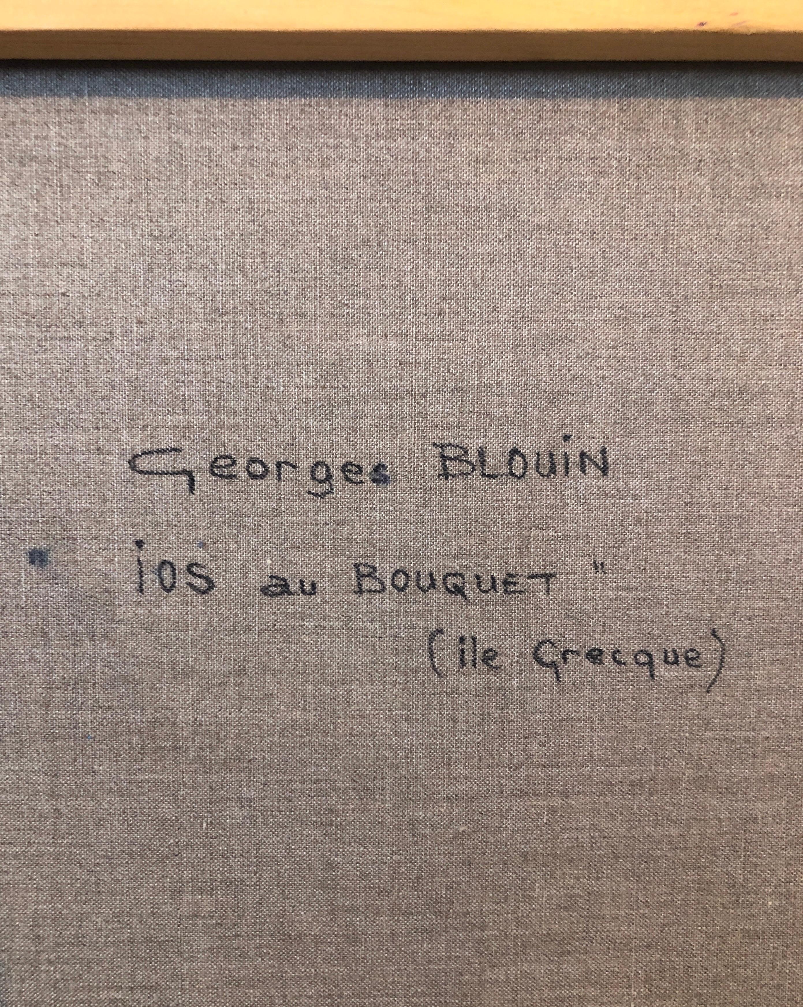 Ios au Bouquet, Ile Grecque

Georges Blouin (1928-2012), geboren in Nordfrankreich. Er besuchte die Ecole des Beaux Arts d'Arras, wo er dekorative Malerei studierte. Georges Blouin war Komitee- und Jurymitglied der 
