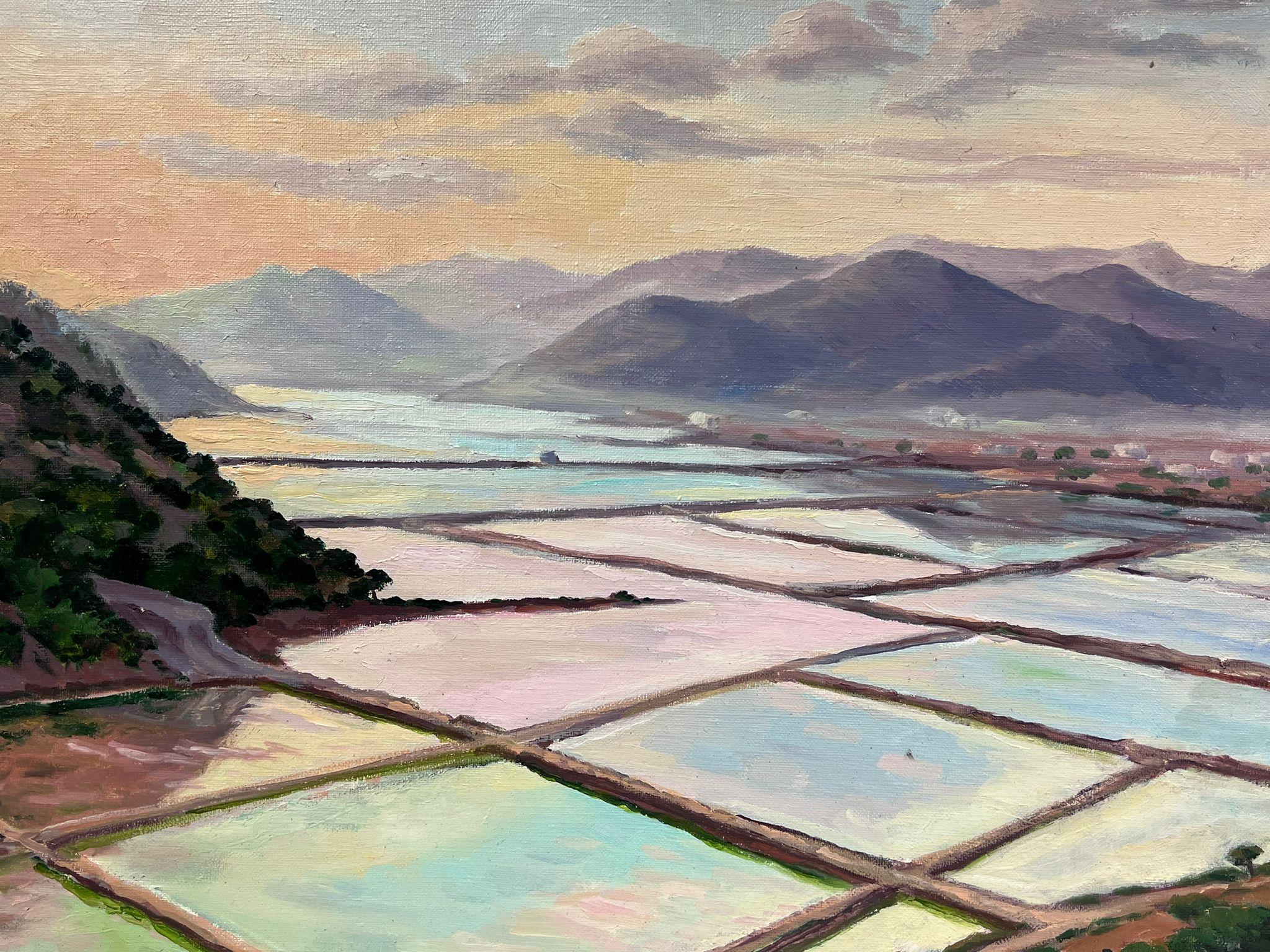 Contemporary French Impressionist Oil Salt Ponds South of France Coastal Scene For Sale 1