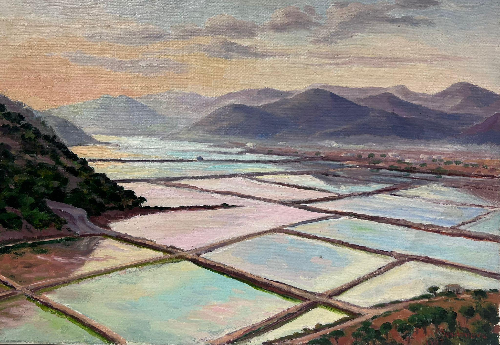 Contemporary French Impressionist Oil Salt Ponds South of France Coastal Scene For Sale 2