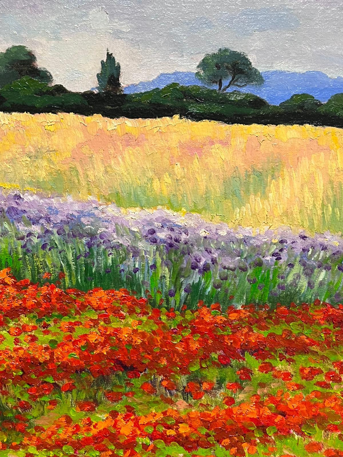 French Poppy Fields Large Original French Impressionist Signed Oil Painting For Sale 2