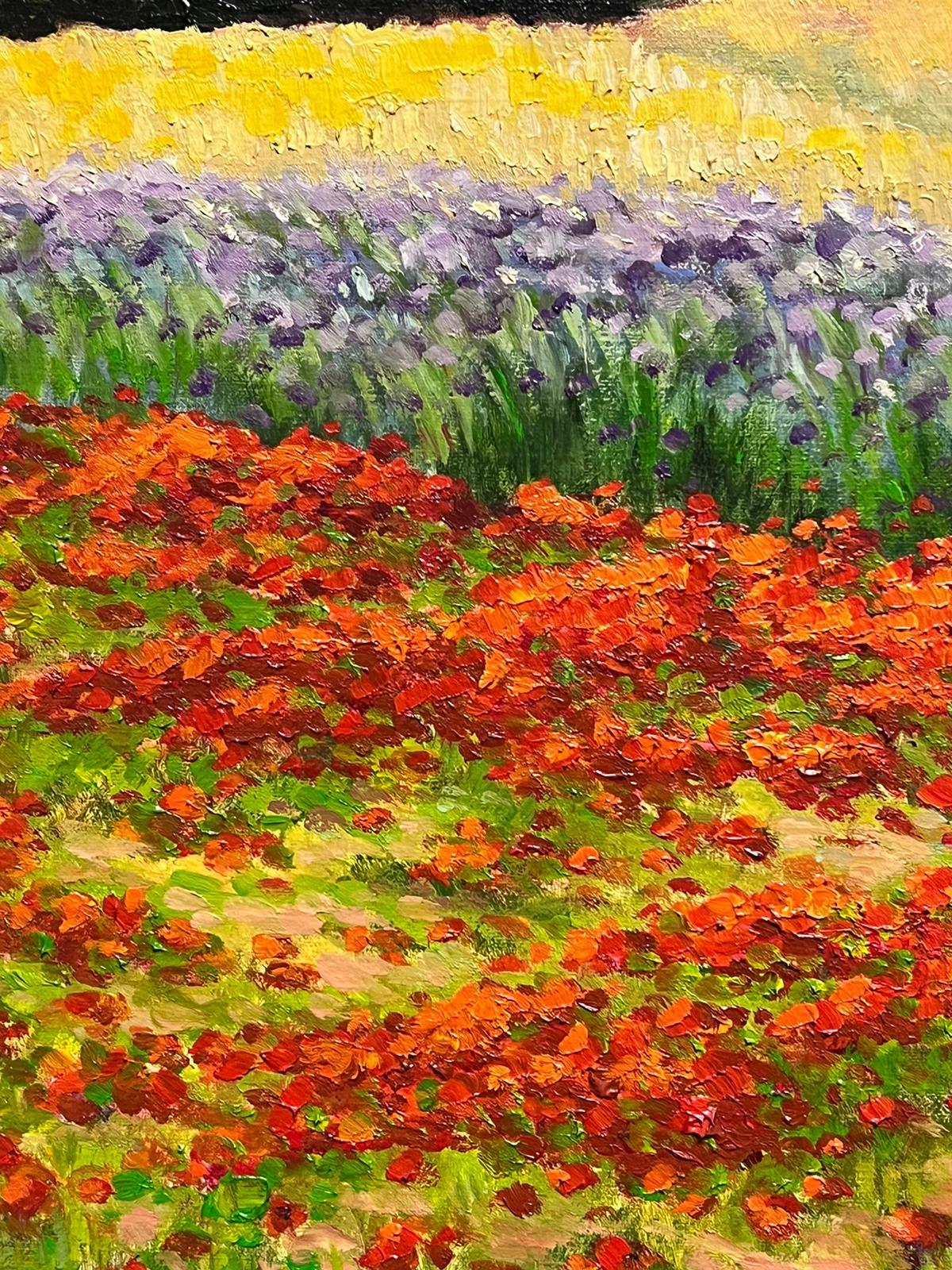 French Poppy Fields Large Original French Impressionist Signed Oil Painting For Sale 5