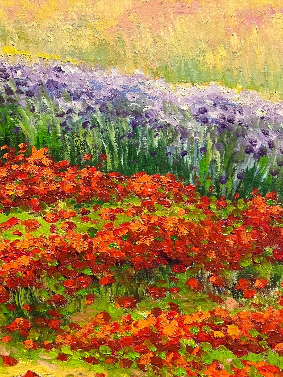 French Poppy Fields Large Original French Impressionist Signed Oil Painting For Sale 6