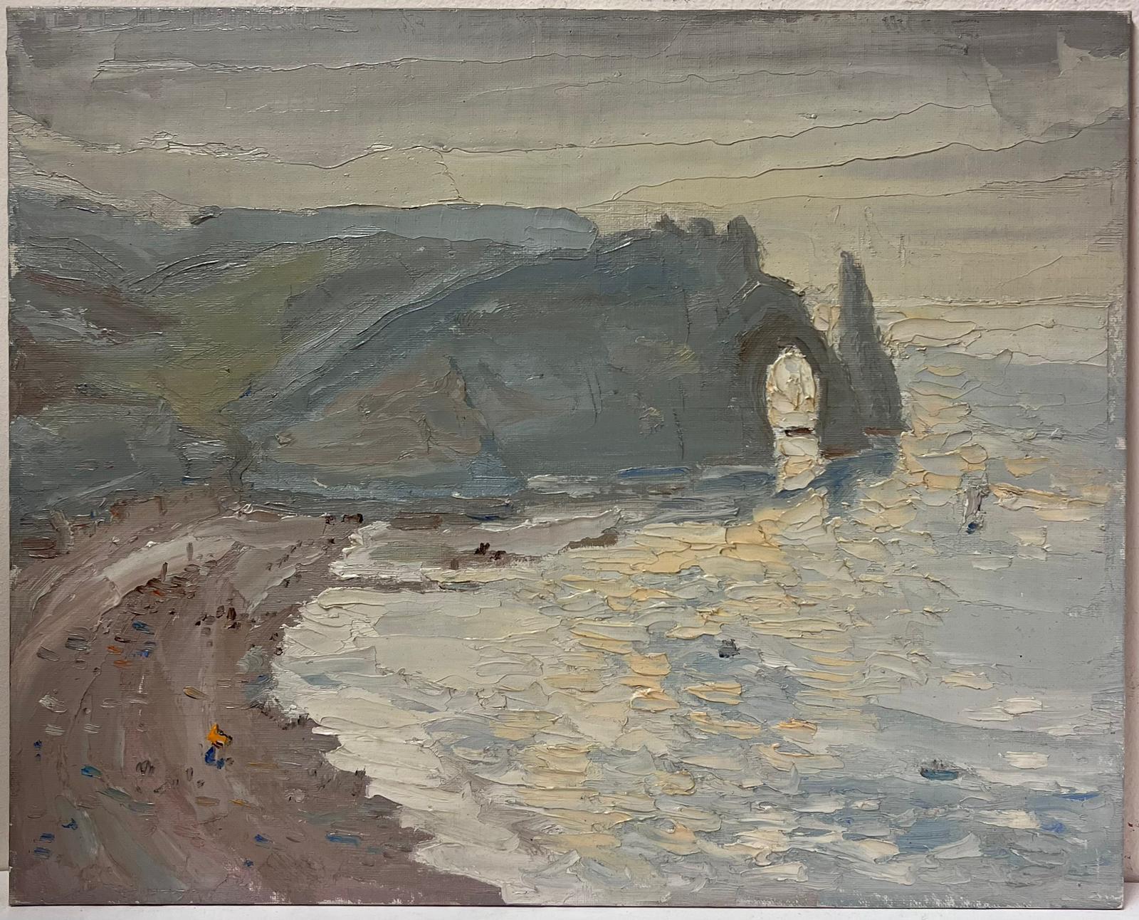 1970's French Impressionist Oil Etretat Normandy Coastline Seascape Signed Oil  - Painting by Georges Bordonove