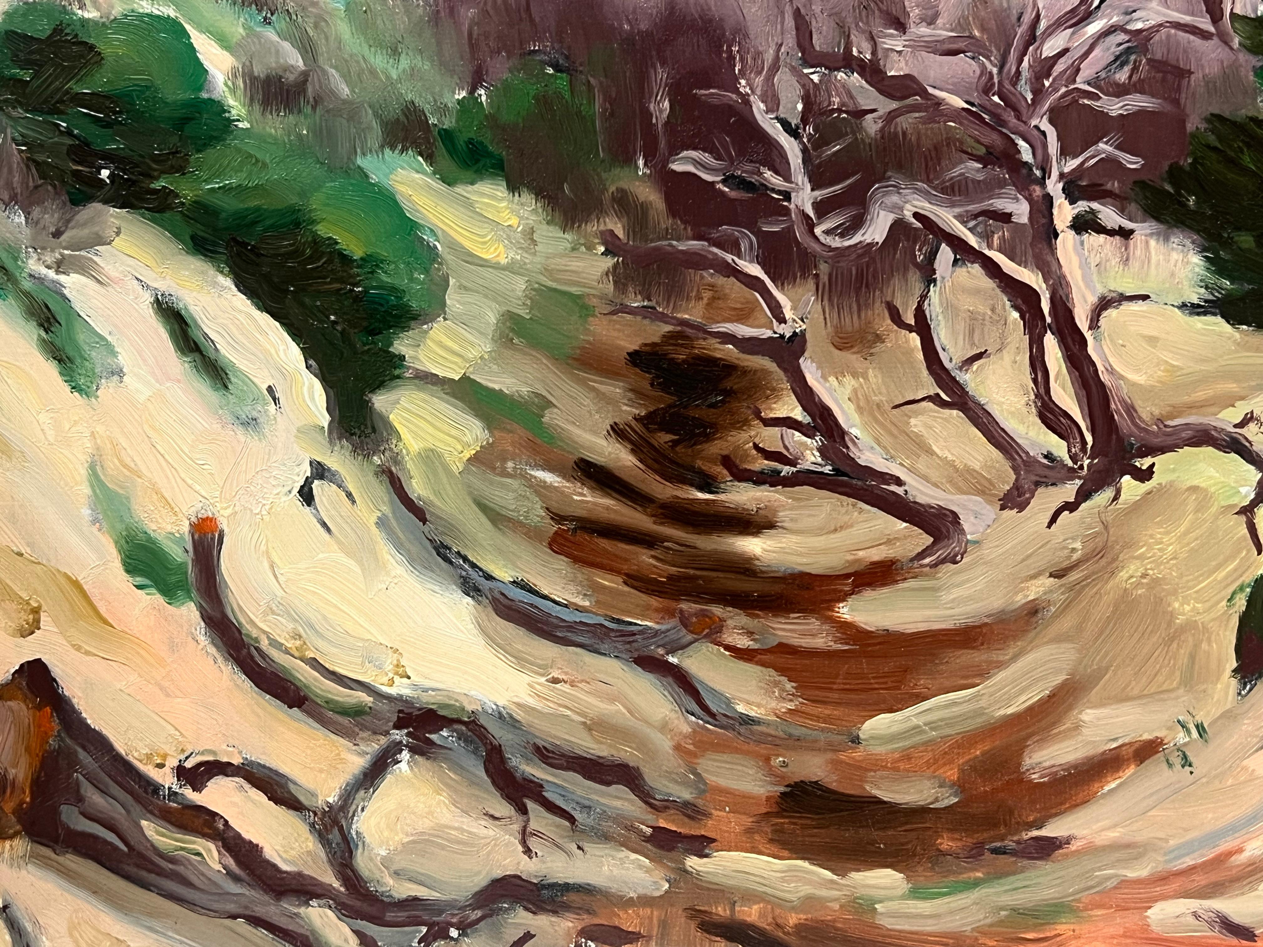 1970's French Post Impressionist Signed Oil Painting Sand Dunes on the Beach For Sale 4