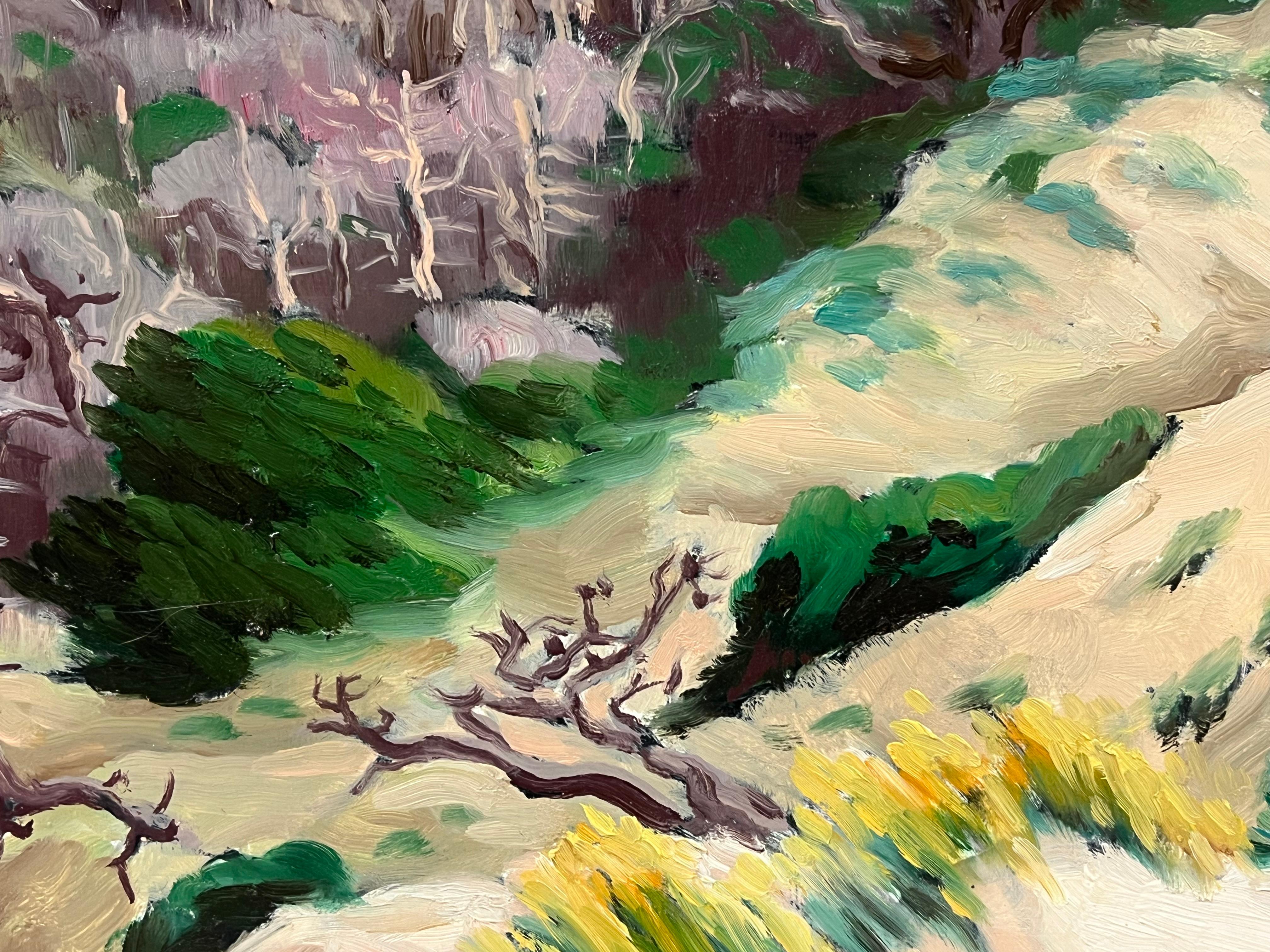 1970's French Post Impressionist Signed Oil Painting Sand Dunes on the Beach For Sale 5