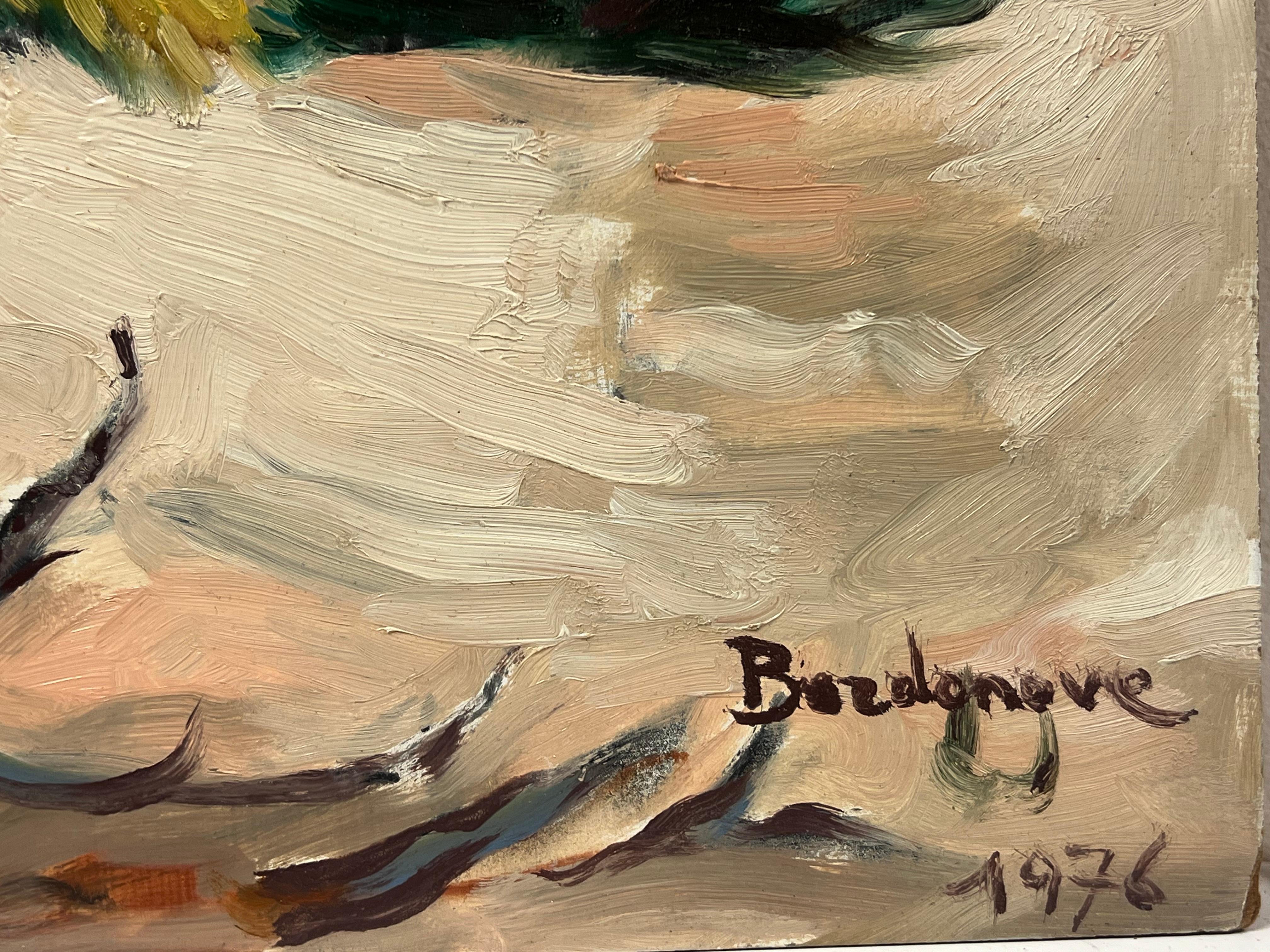 1970's French Post Impressionist Signed Oil Painting Sand Dunes on the Beach For Sale 6