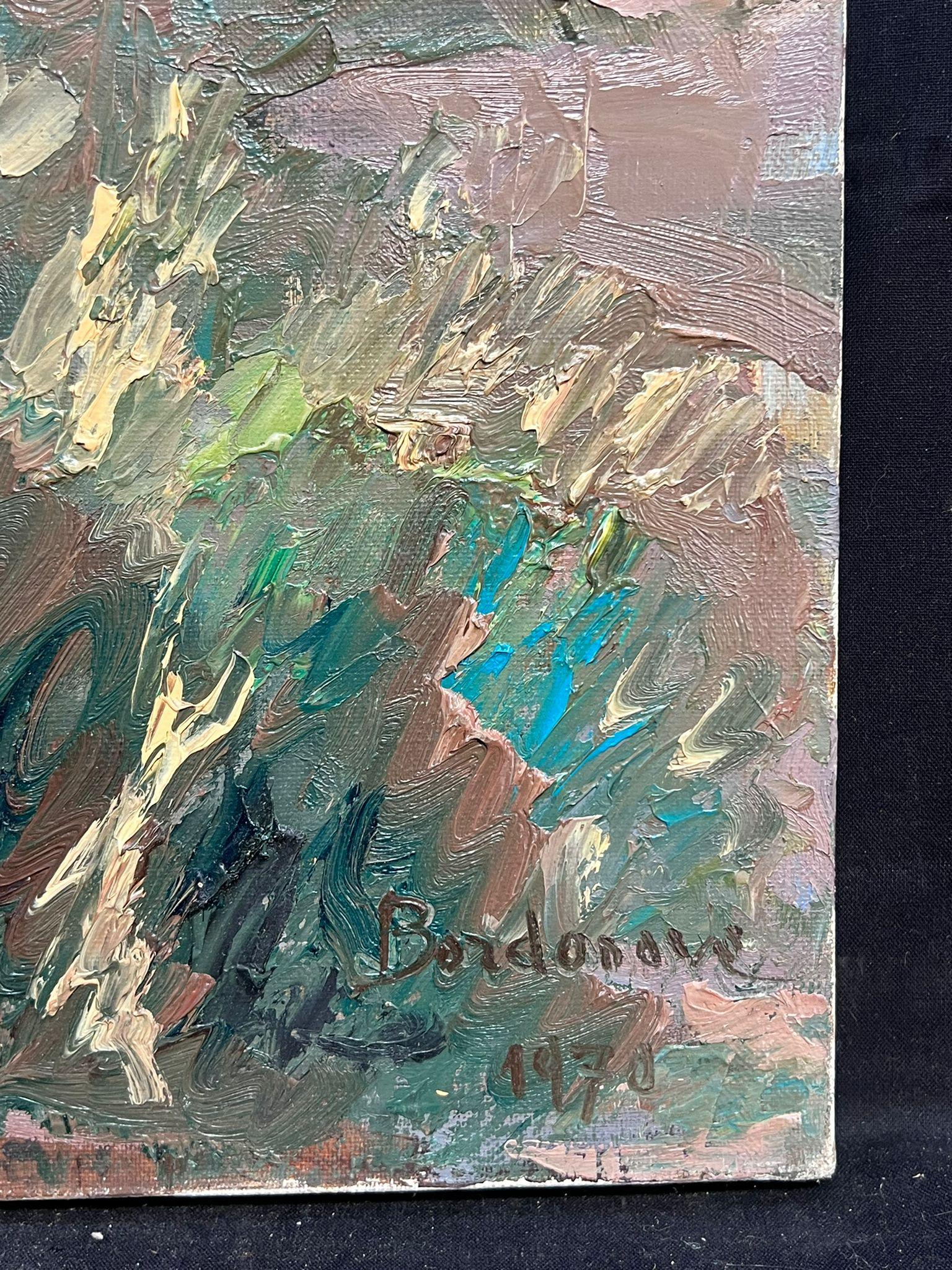 Die herbstlichen Felder
unterzeichnet von Georges Bordonave (französischer Zeitgenosse)
Ölgemälde auf Leinwand, ungerahmt
aus dem Jahr 1970
Leinwand: 18 x 21,75 Zoll
Zustand: sehr gut
Provenienz: aus einer großen Privatsammlung dieses Künstlers,