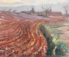 1970's French Post-Impressionist Signed Oil Rural Autumn Furloughed Fields