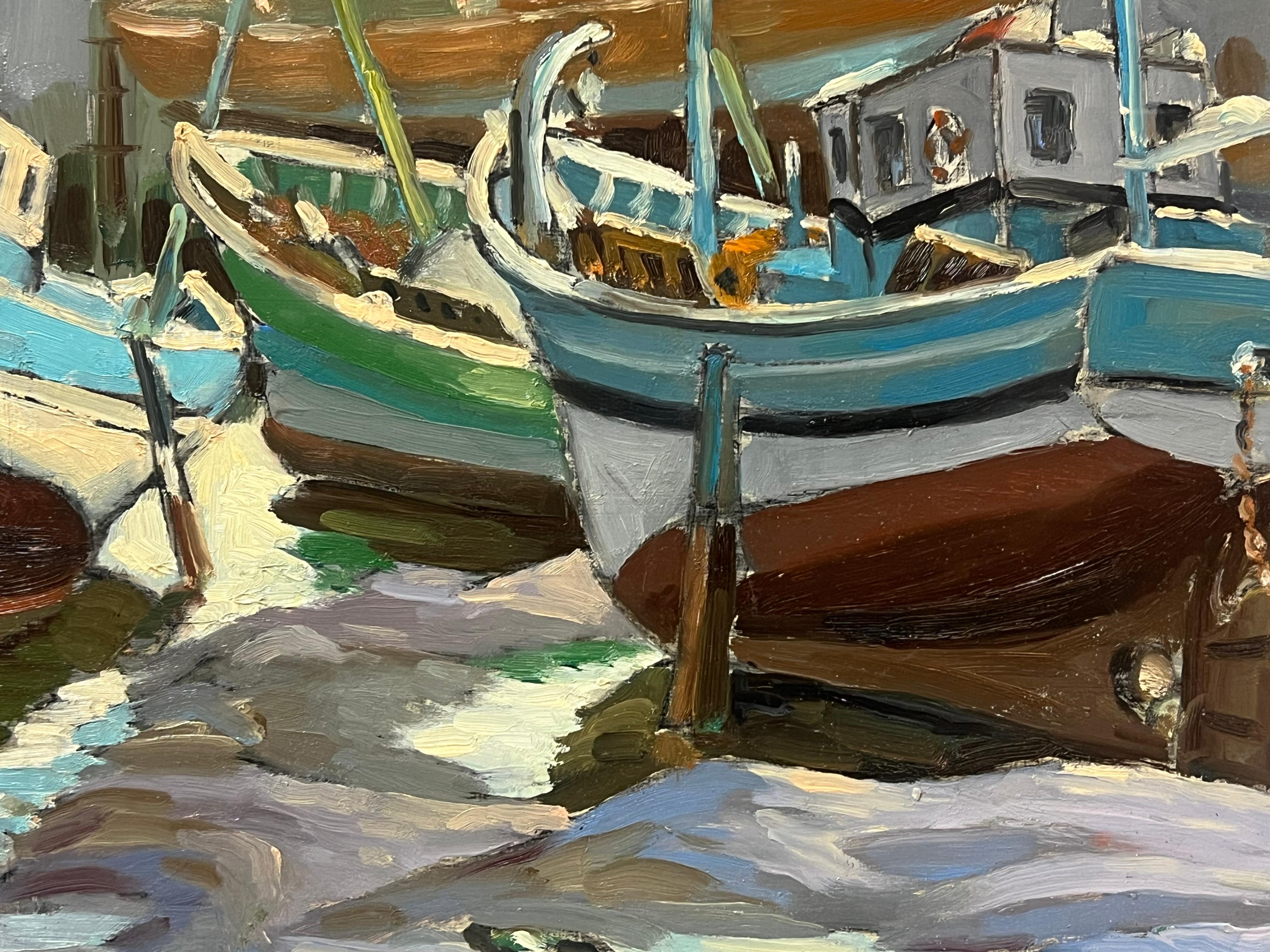 The Old Harbor
signed by Georges Bordonave (French contemporary)
dated 1976
oil painting on board, unframed
board: 19.5 x 24.5 inches
condition: very good, minor wear to the corners
provenance: from a large private collection of this artists work,