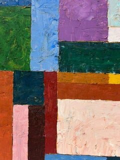 Pintura al óleo de composición abstracta cubista francesa del siglo XX sobre lienzo