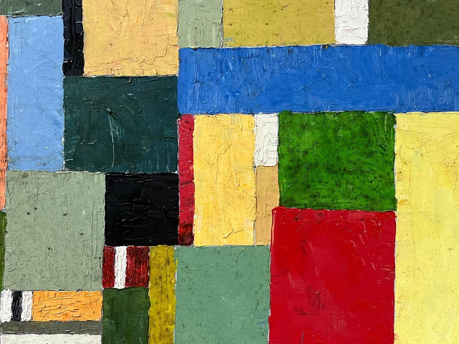 Olio impressionista francese del XX secolo Quadrati cubisti e motivi di colore su tela 1
