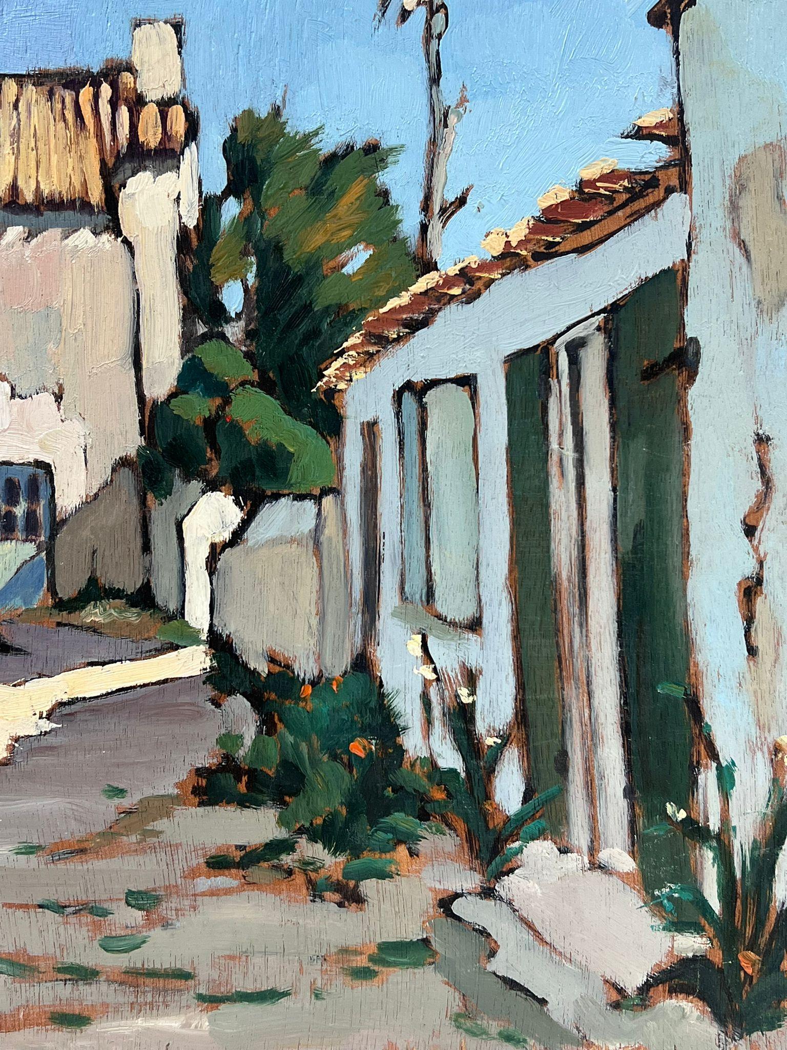 20th Century French Impressionist Oil Old Village Street Scene Double Sided View - Painting by Georges Bordonove