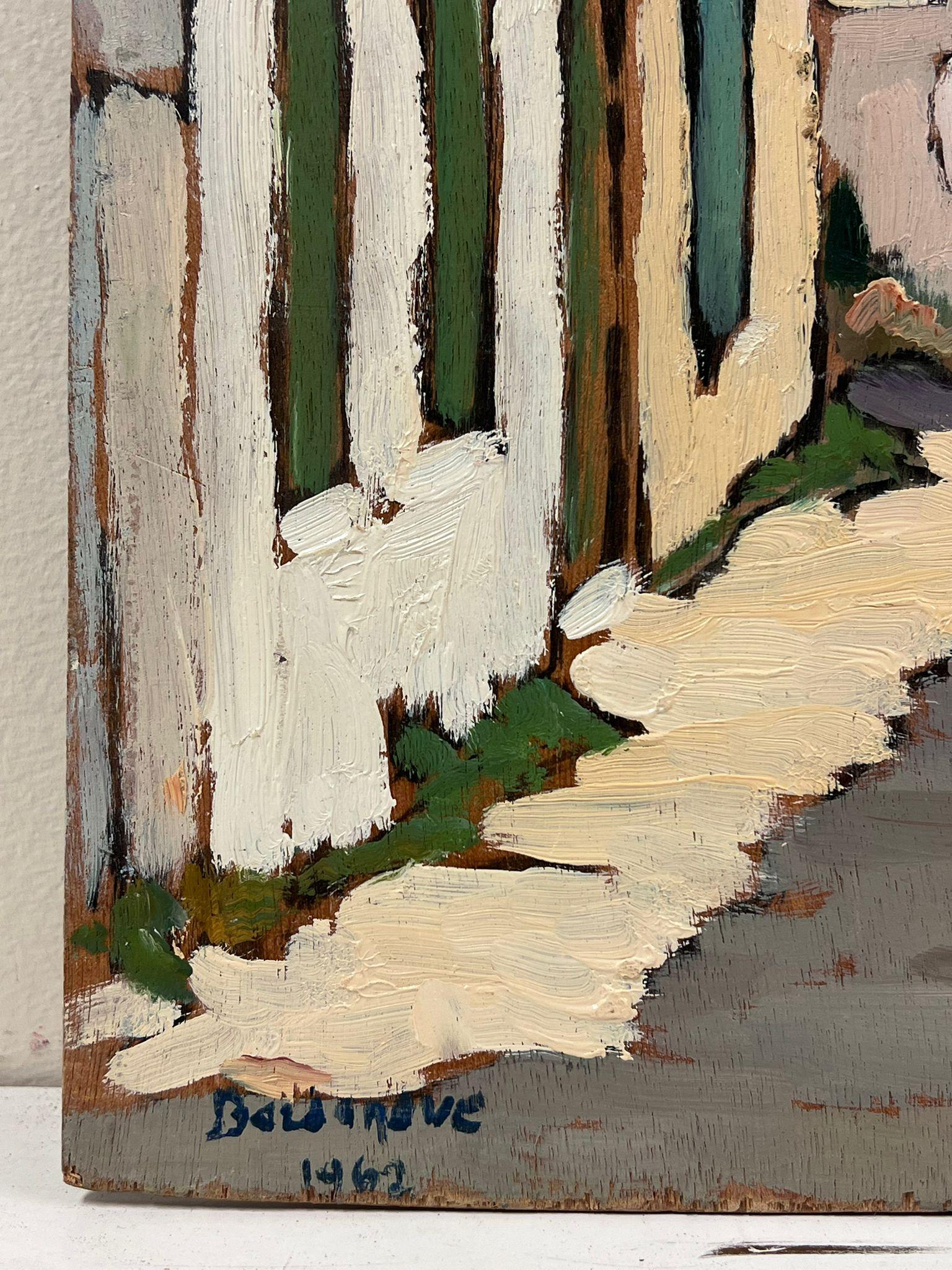 Double sided painting
signed by Georges Bordonave (French contemporary)
dated 1962
oil painting on board, unframed
board: 13 x 16 inches
condition: very good
provenance: from a large private collection of this artists work, western Paris, France. 
