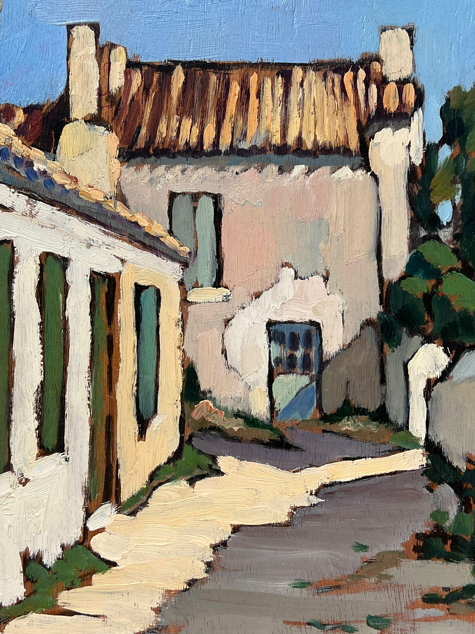 20th Century French Impressionist Oil Old Village Street Scene Double Sided View 1