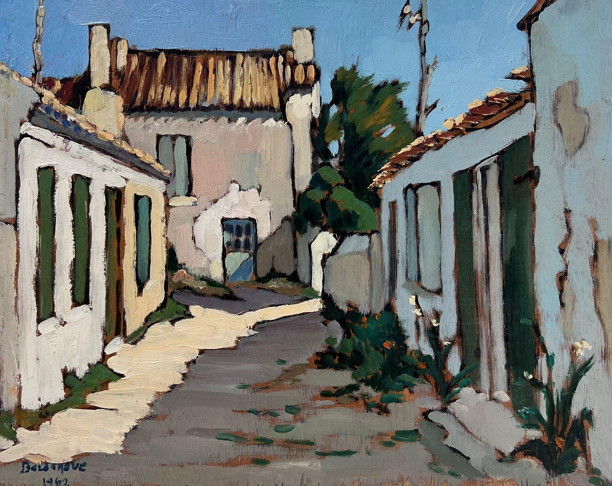 20th Century French Impressionist Oil Old Village Street Scene Double Sided View 2