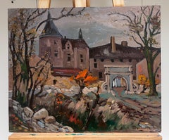 Chateau Gardens in Quiet French Village Autumnal Impressionist Oil Painting