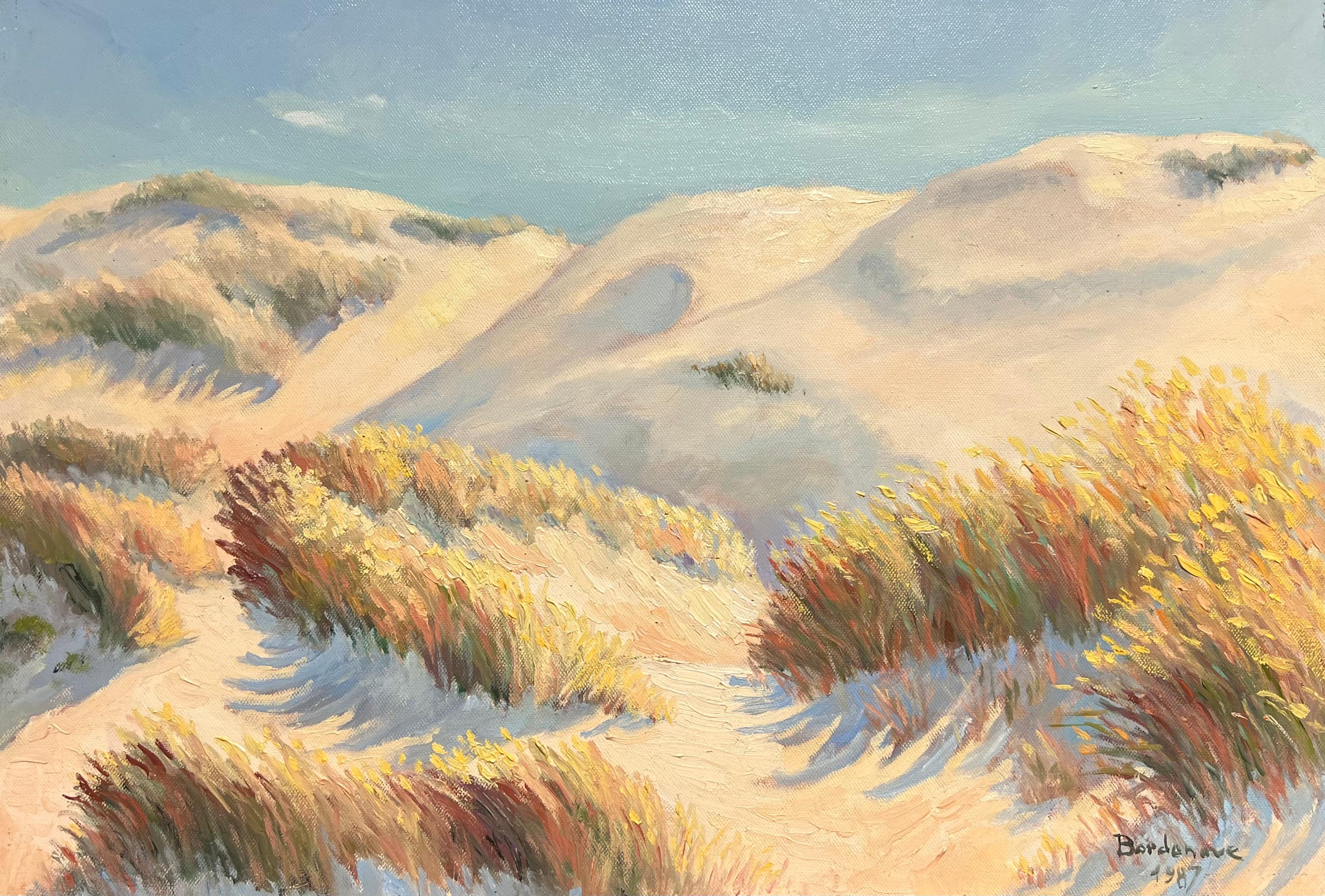Georges Bordonove Landscape Painting - Coastal Sand Dunes Landscape Sunlit Impressionist French Oil Painting
