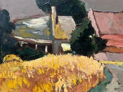 Contemporary French Impressionist Oil Church At The End Of The Corn Fields