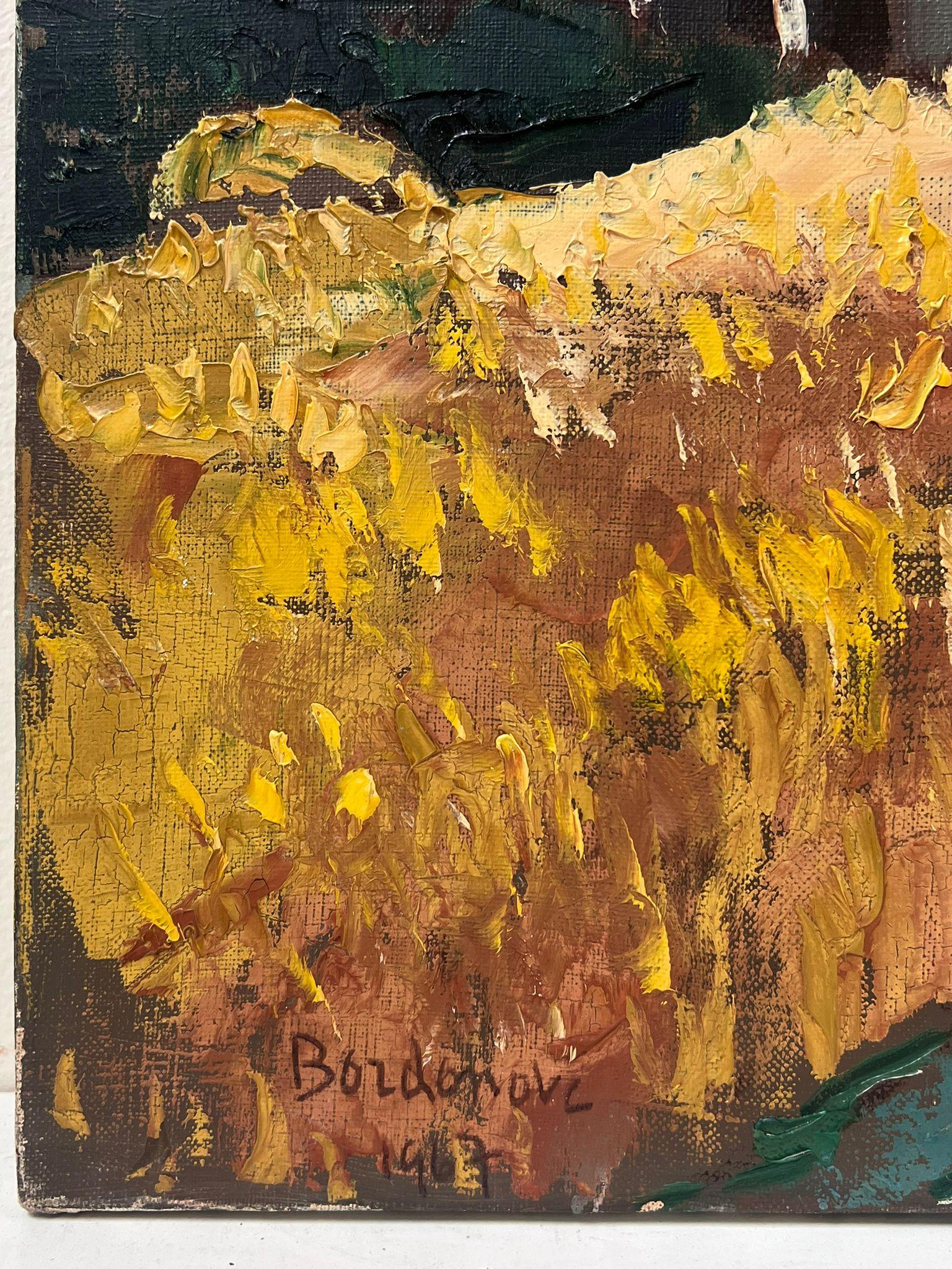 Contemporary French Impressionist Oil Church At The End Of The Corn Fields im Angebot 1