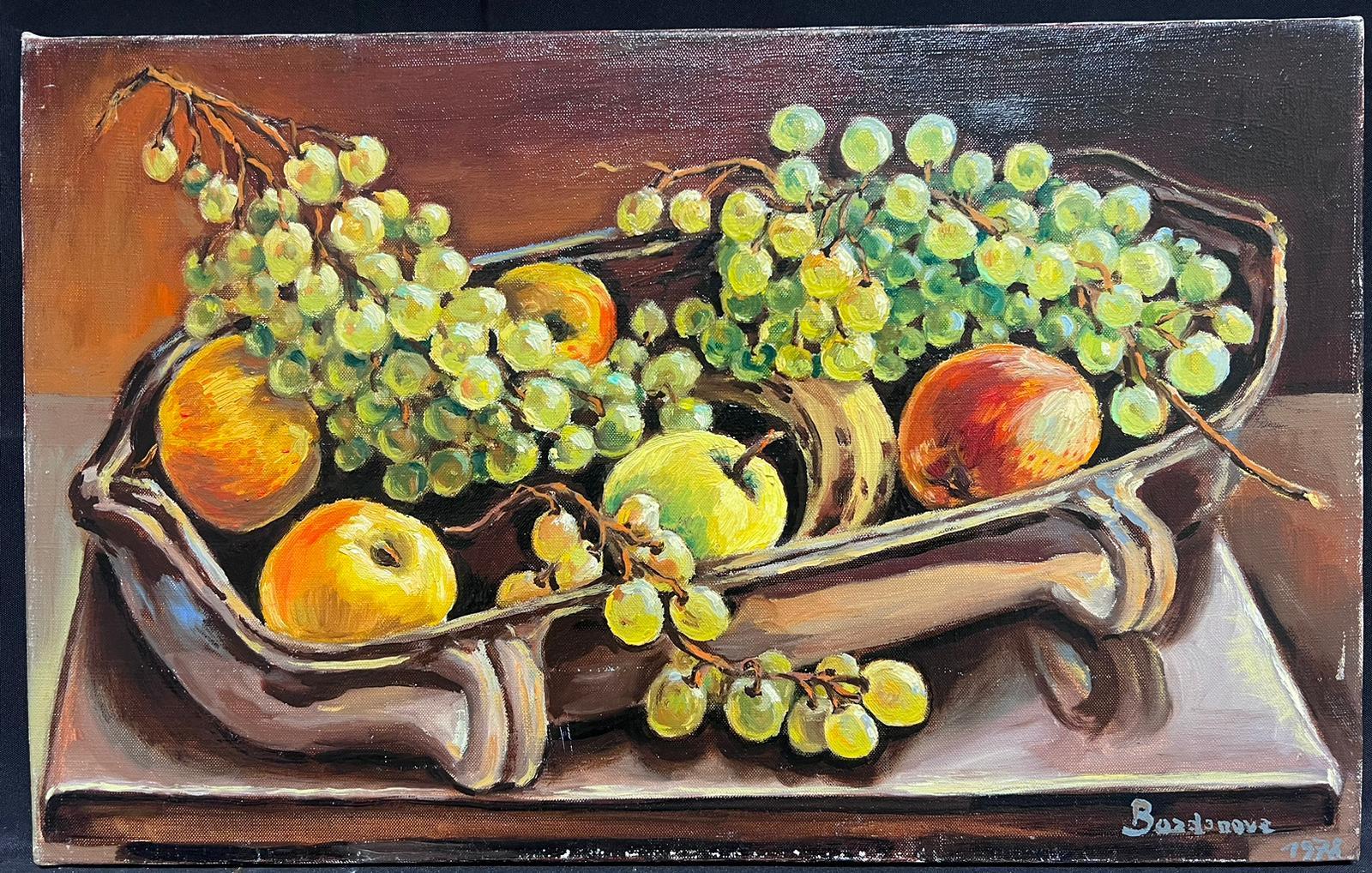 Huile impressionniste française contemporaine Nature morte classique aux fruits - Painting de Georges Bordonove