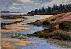 Contemporary French Impressionist Oil Coastal Estuary Landscape