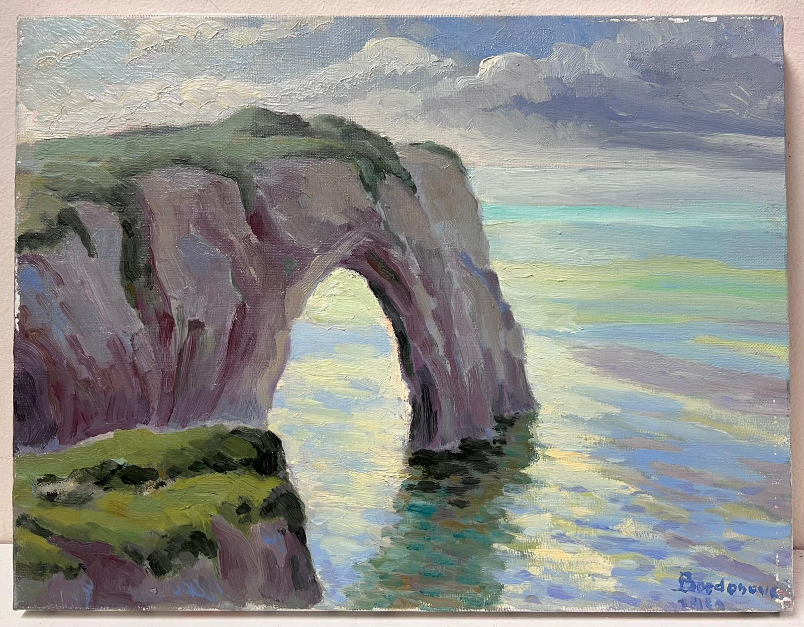 Contemporary French Impressionist Oil Etretat Normandy Coastline Cliffs & Sea - Painting by Georges Bordonove