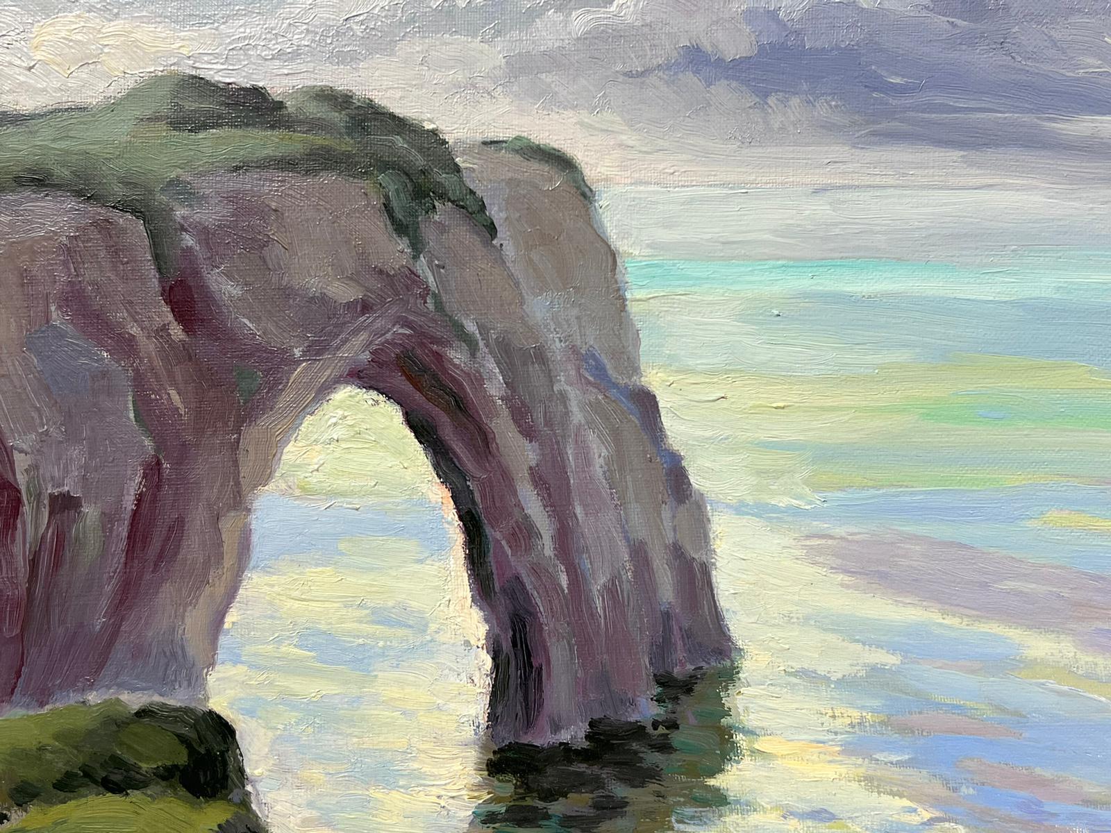 Contemporary French Impressionist Oil Etretat Normandy Coastline Cliffs & Sea For Sale 2