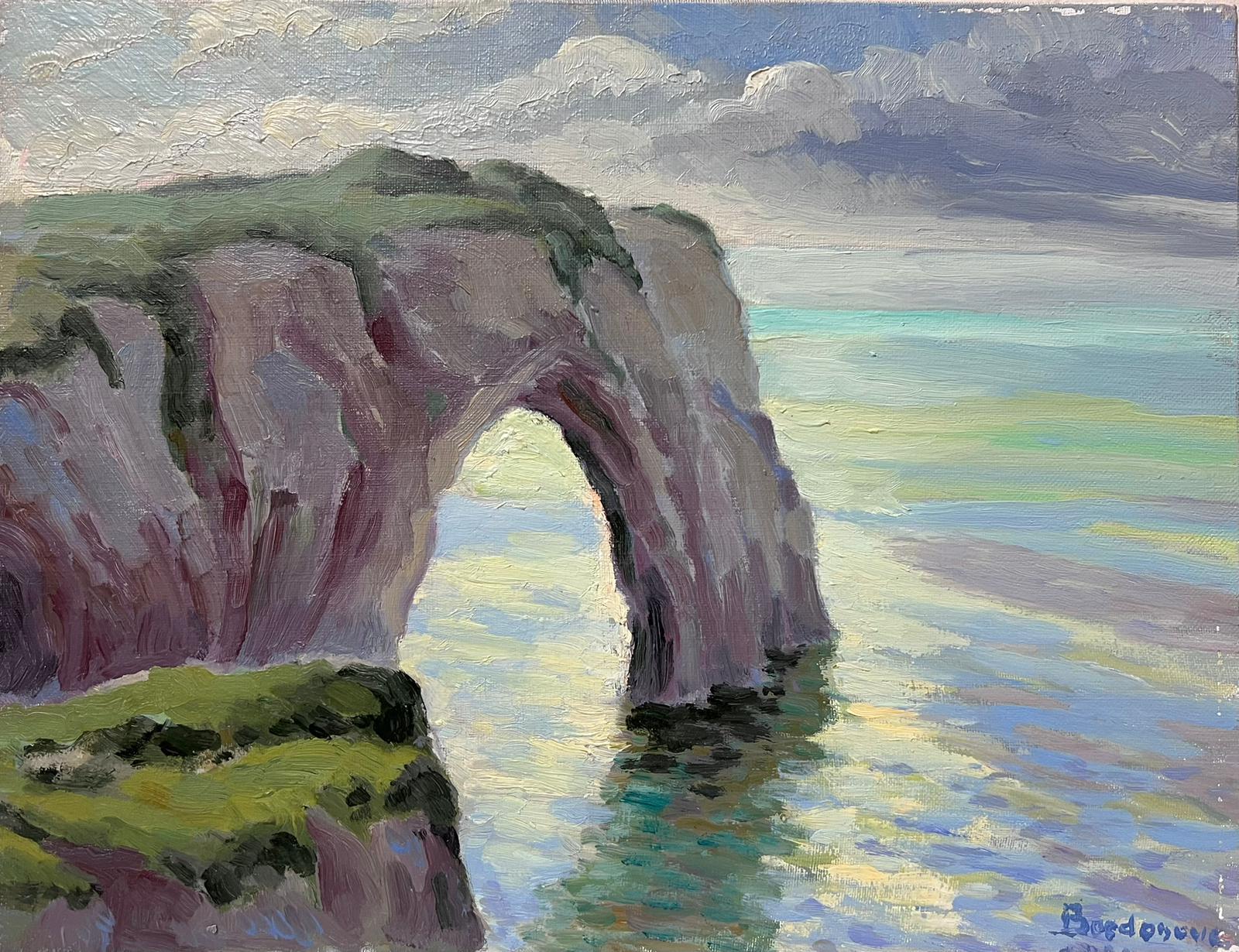 Georges Bordonove Landscape Painting - Contemporary French Impressionist Oil Etretat Normandy Coastline Cliffs & Sea