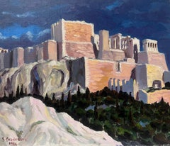 Huile impressionniste française contemporaine Paysage de forteresse de ville ancienne européenne