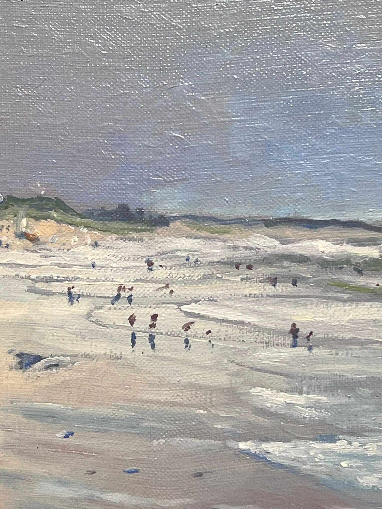 Contemporary French Impressionist Oil Figures Enjoying Day on the Beach For Sale 2