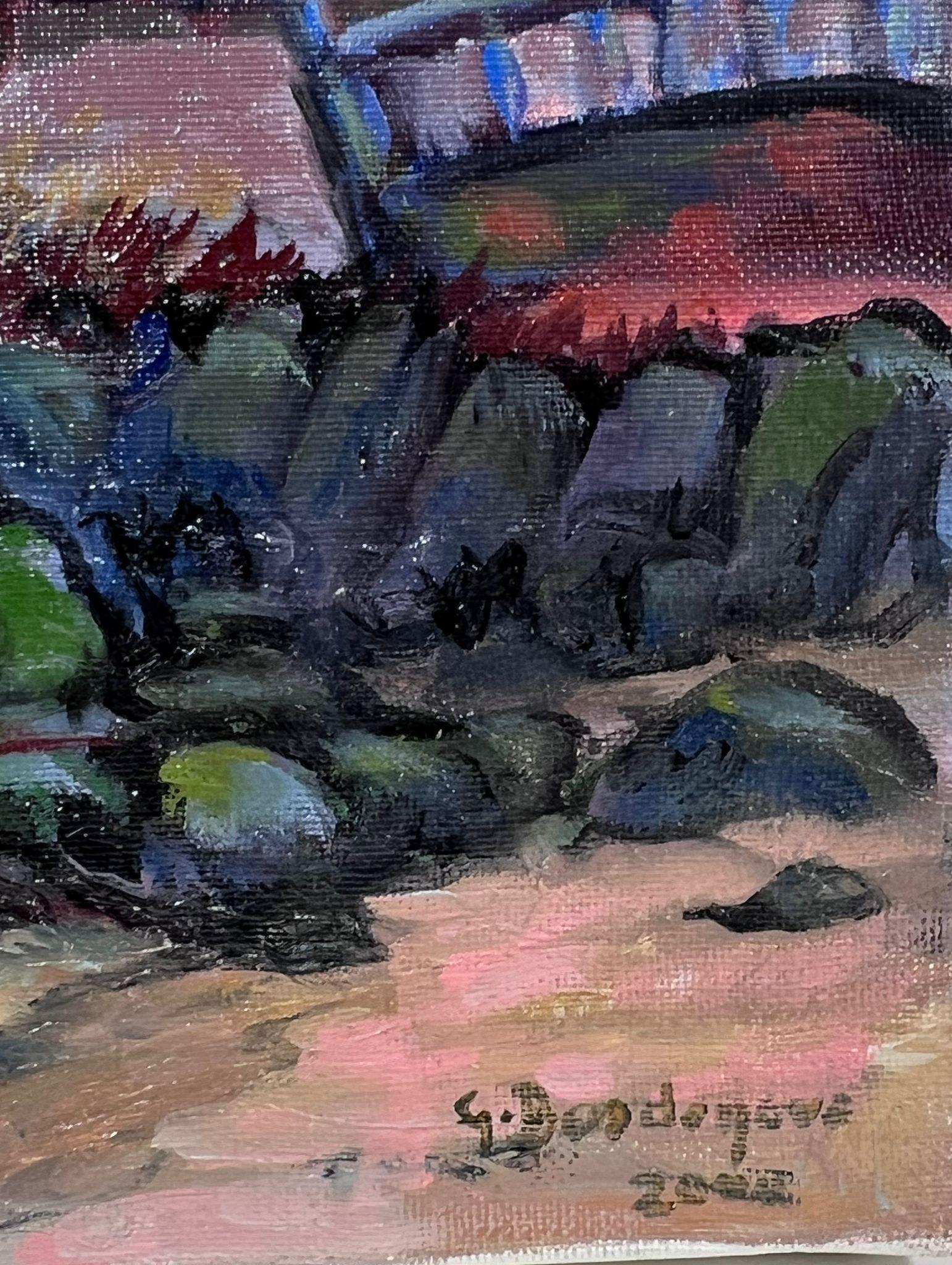 Contemporary French Impressionist Oil Fishing Trawler Beached on Shore 4