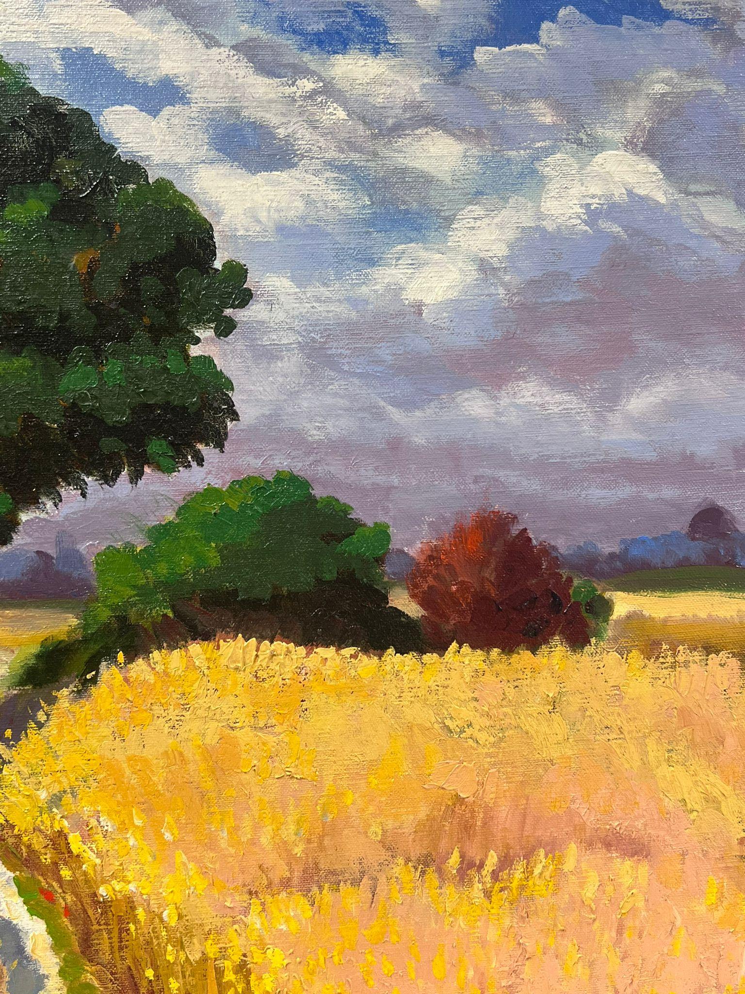 Huile impressionniste française contemporaine Champs de blé dorés Paysage d'été - Impressionnisme Painting par Georges Bordonove