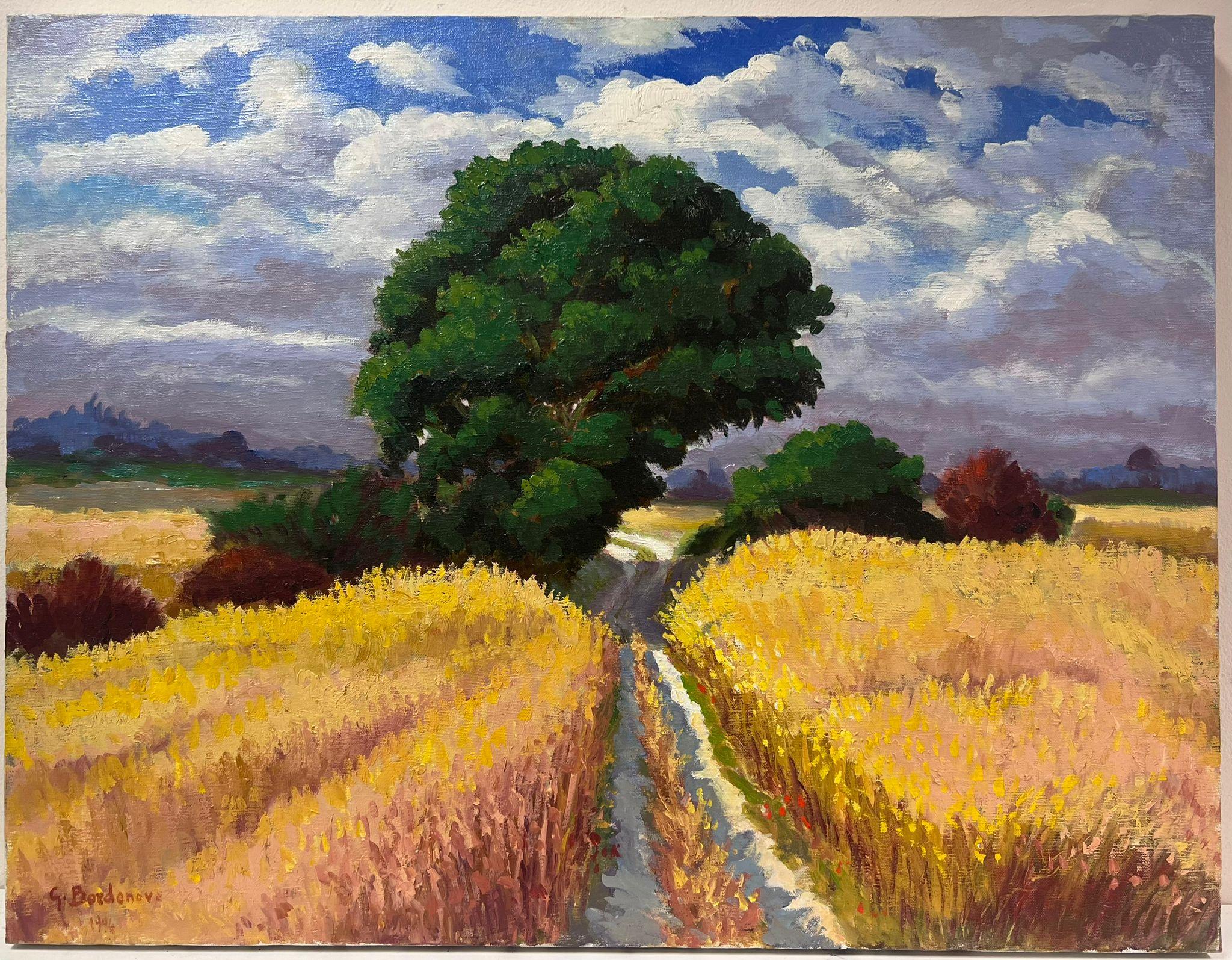 Contemporary French Impressionist Oil Golden Wheat Fields Summer Landscape 2