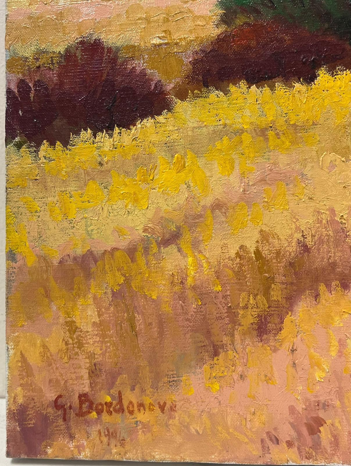 Huile impressionniste française contemporaine Champs de blé dorés Paysage d'été 1