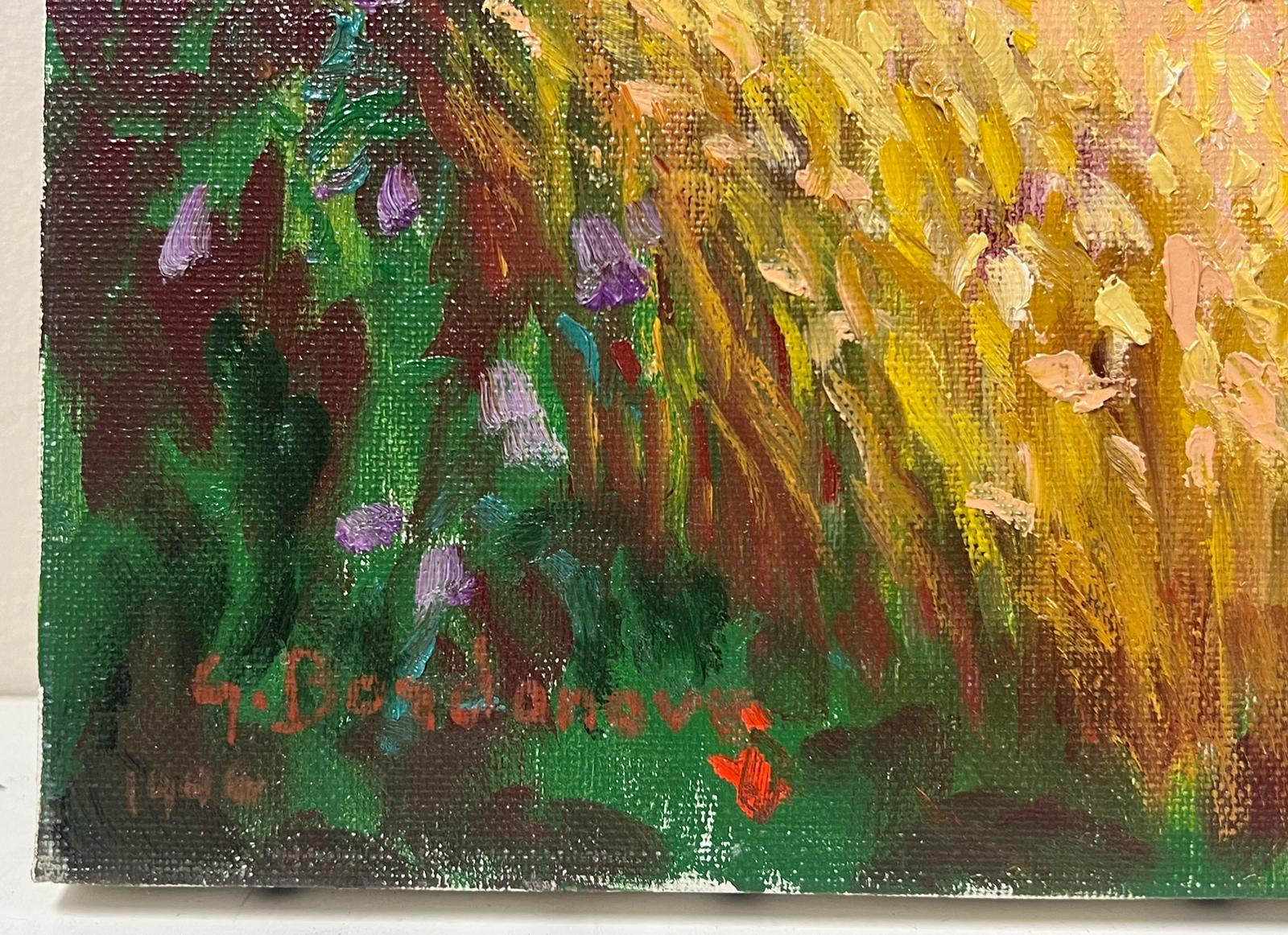 Contemporary French Impressionist Oil Golden Wheat Fields & Trees Landscape (Impressionismus), Painting, von Georges Bordonove