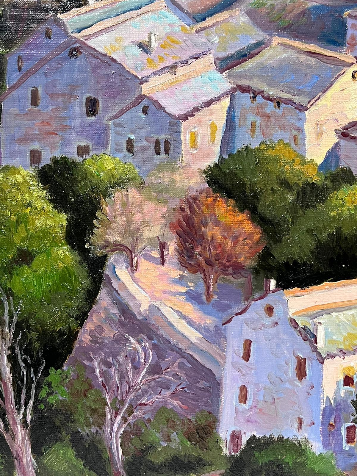 Contemporary French Impressionist Oil Hille Village Roof Tops French 3