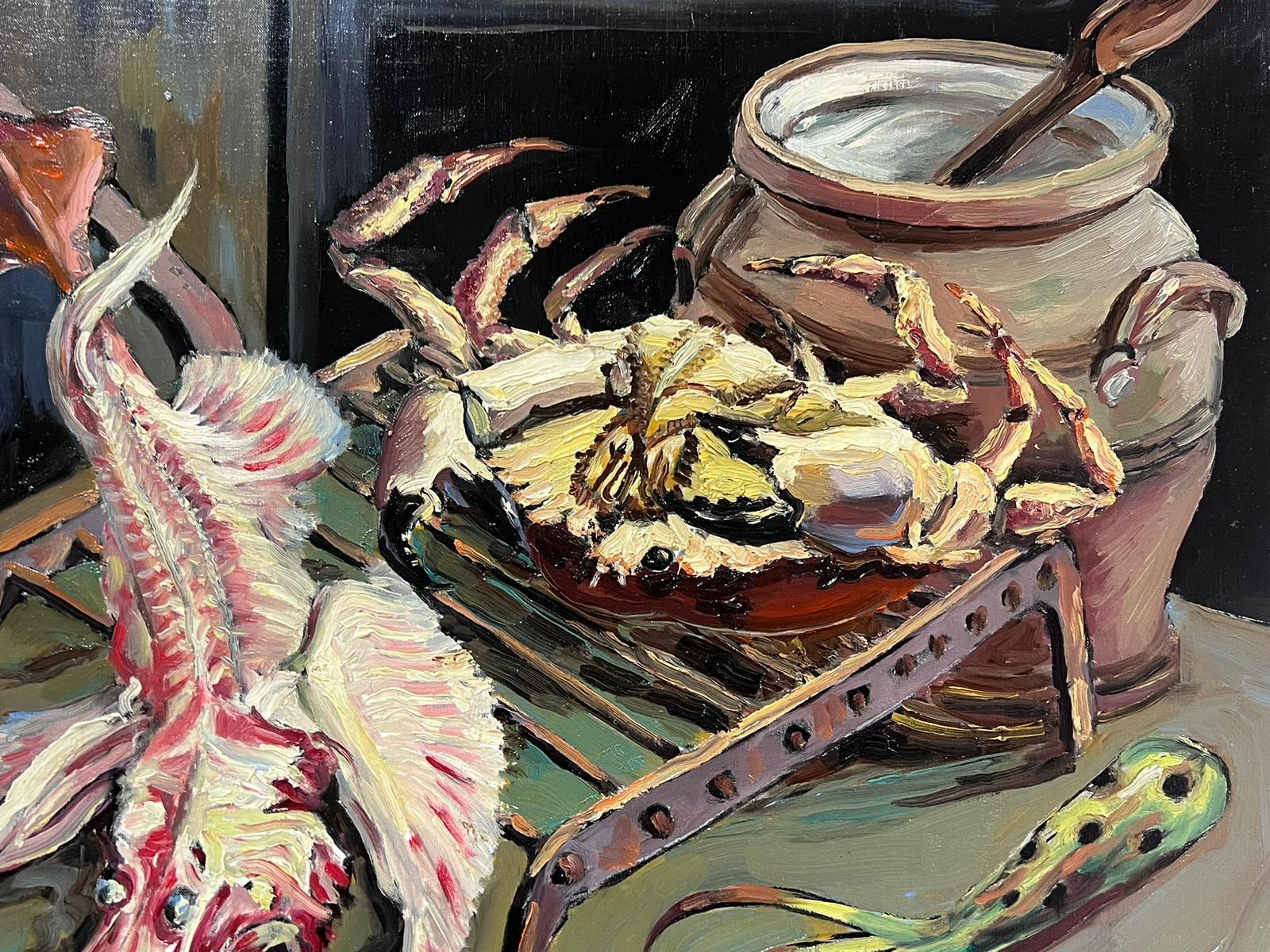 Contemporary French Impressionist Oil Lobster and Crab Skulls - Painting by Georges Bordonove