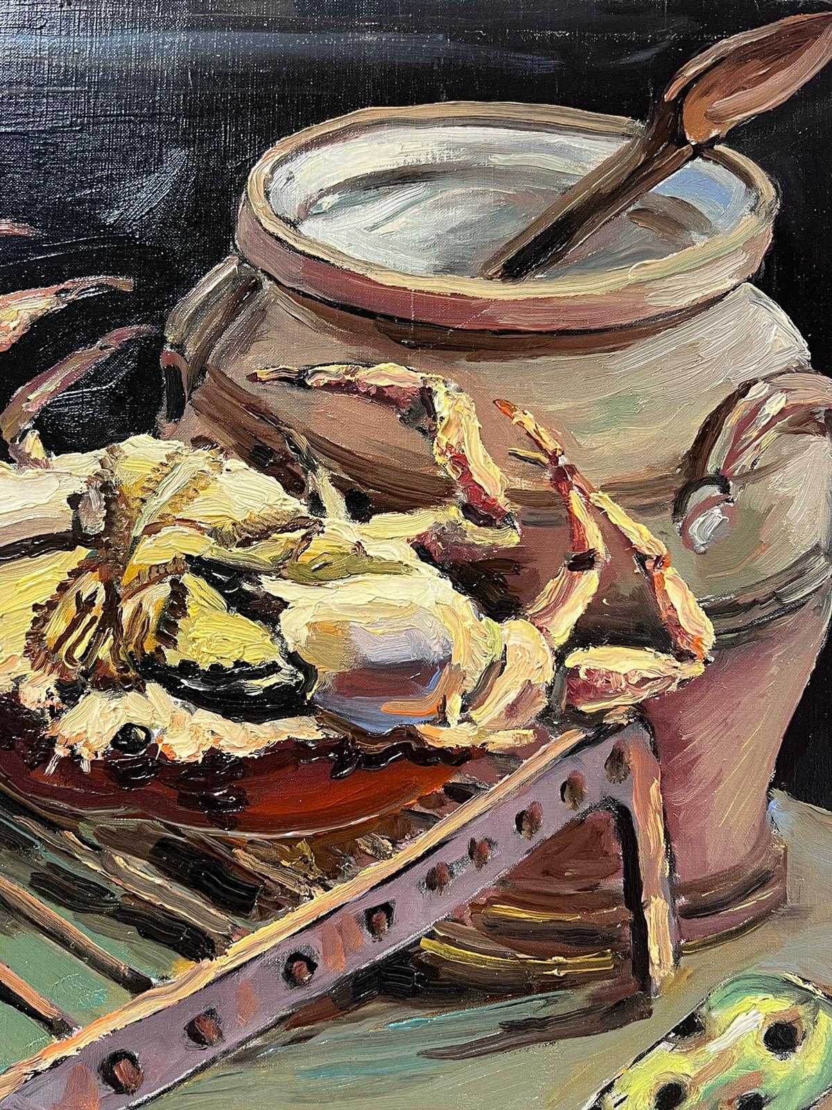 Contemporary French Impressionist Oil Lobster and Crab Skulls 2