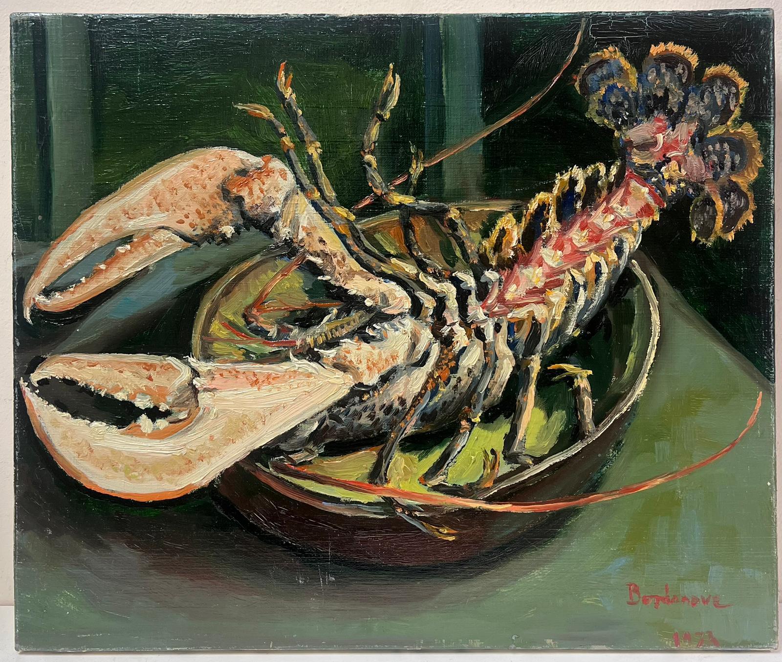 Contemporary French Impressionist Oil Lobster on the Kitchen Table - Painting by Georges Bordonove
