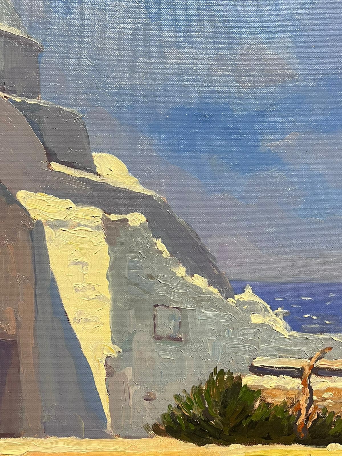 Contemporary French Impressionist Oil Mediterranean Building by Sea 2