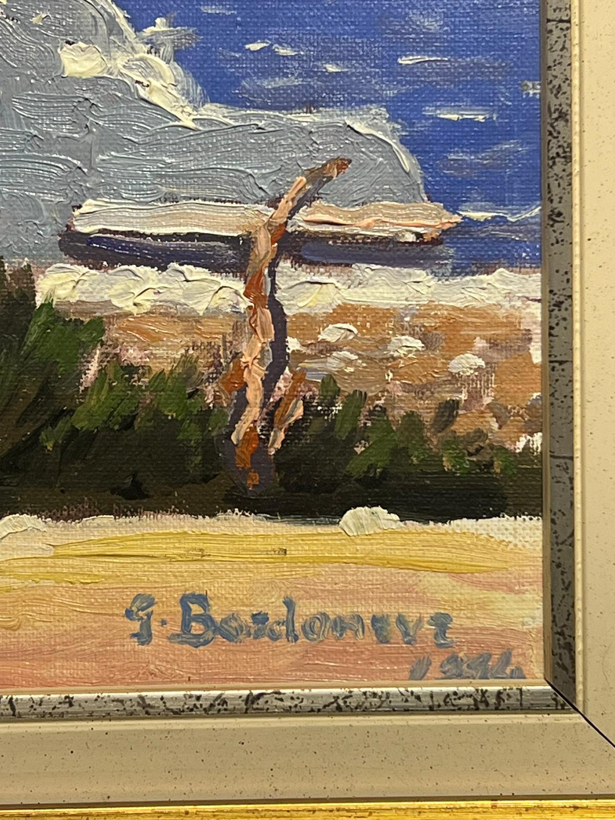 Contemporary French Impressionist Oil Mediterranean Building by Sea 4