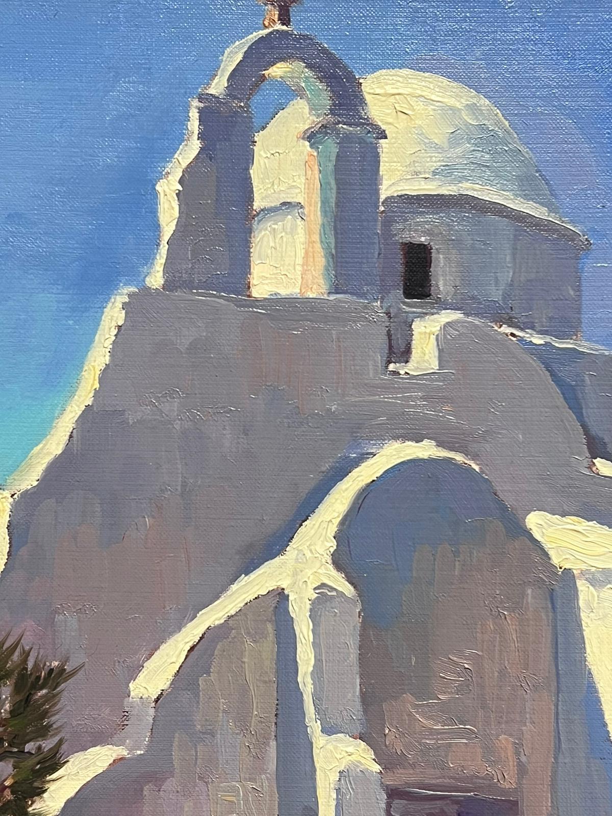 Contemporary French Impressionist Oil Mediterranean Building by Sea 5