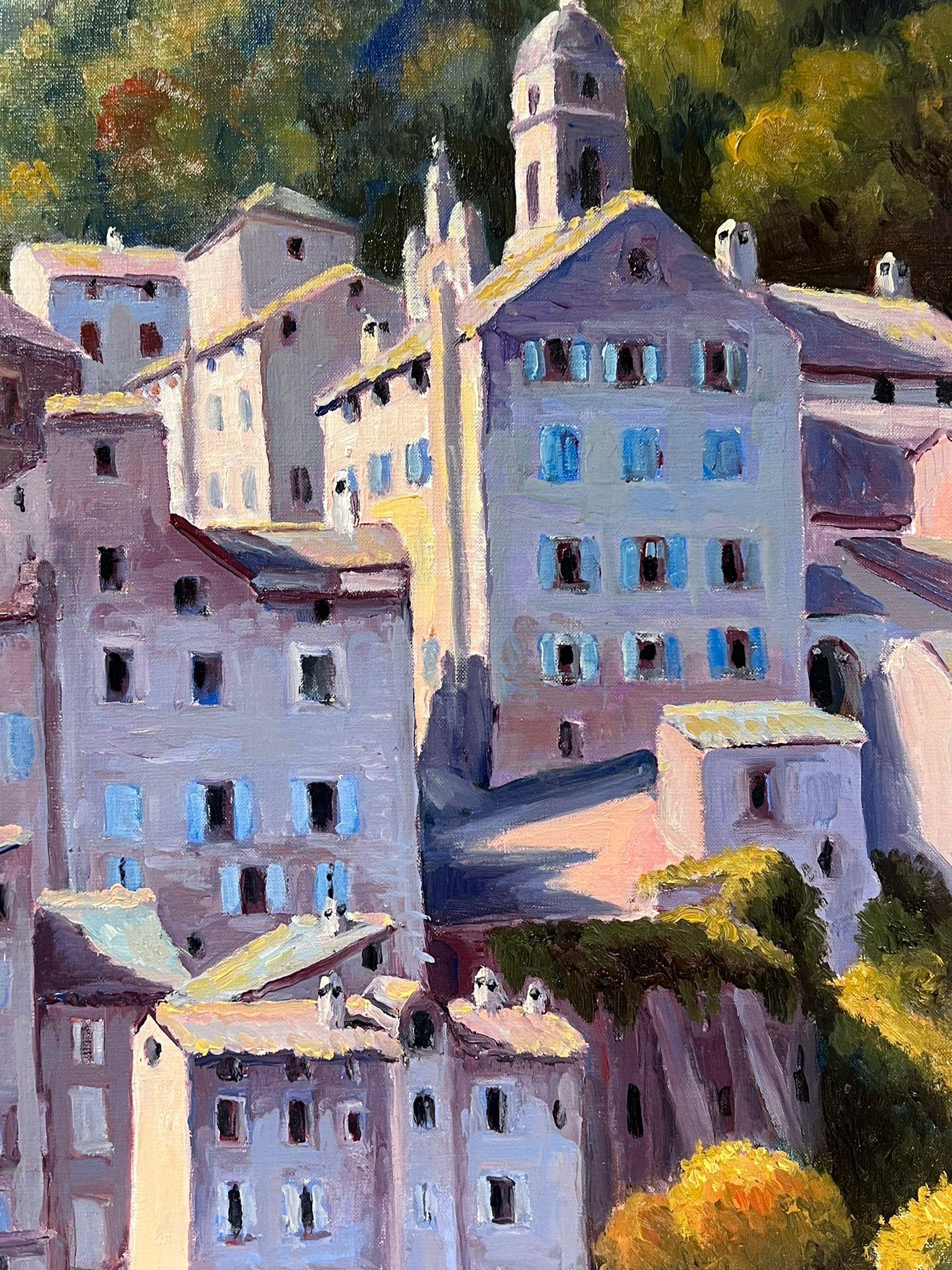 Contemporary French Impressionist Oil Mediterranean Old Town Buildings For Sale 4