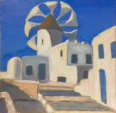 Contemporary French Impressionist Oil Mediterranean Sunny Old Town White Houses