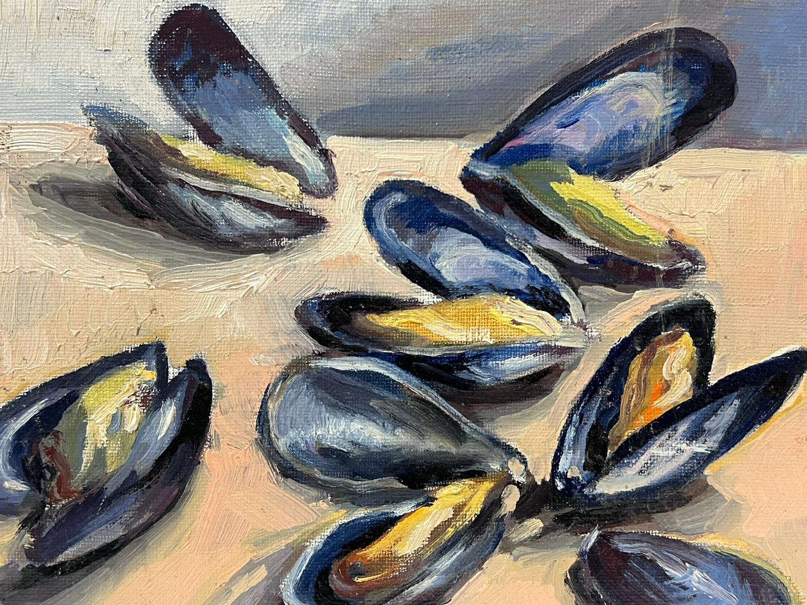 Contemporary French Impressionist Oil Mussels On Table Painting 2