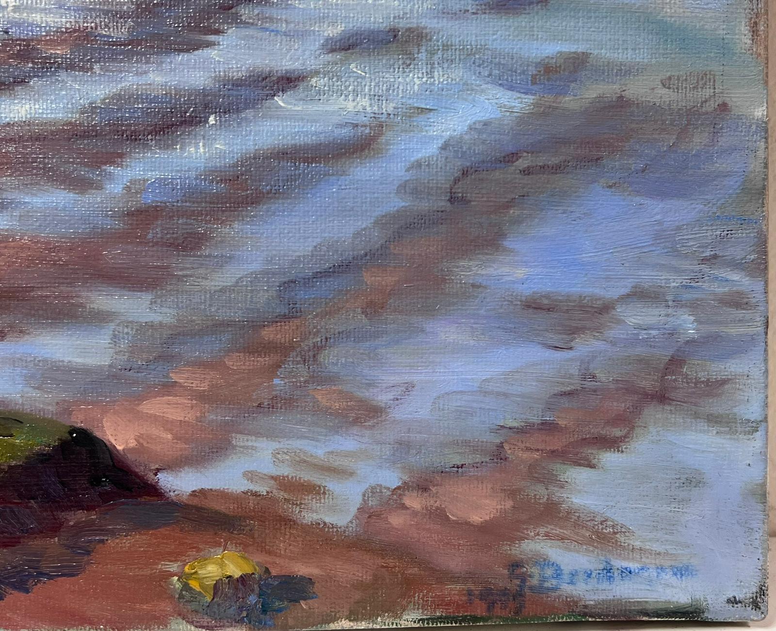 Huile impressionniste française contemporaine Scène de plage normande Phare et pêche  - Impressionnisme Painting par Georges Bordonove