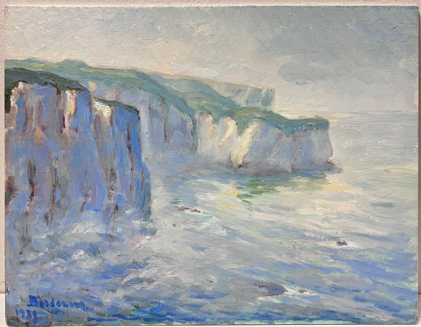 Contemporary French Impressionist Oil Normandy Cliffs and Seascape Coastal - Painting by Georges Bordonove